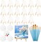 20 Pack Mini Canvas and Easel Set(20 Pack 4x4 in Mini Canvases, with 10 Brushes & 5 Paint Tray)